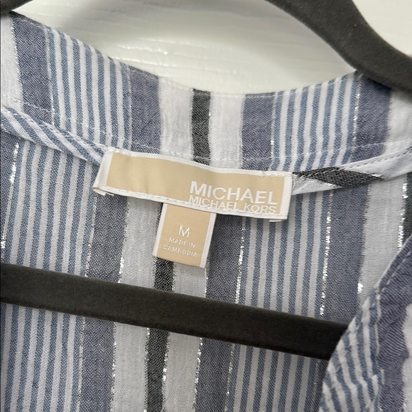 NWT Michael Kors Navy and White Striped Blouse - Picture 2 of 9